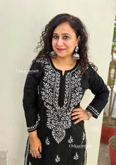 Geet Cotton Chikankari Kurti - Black